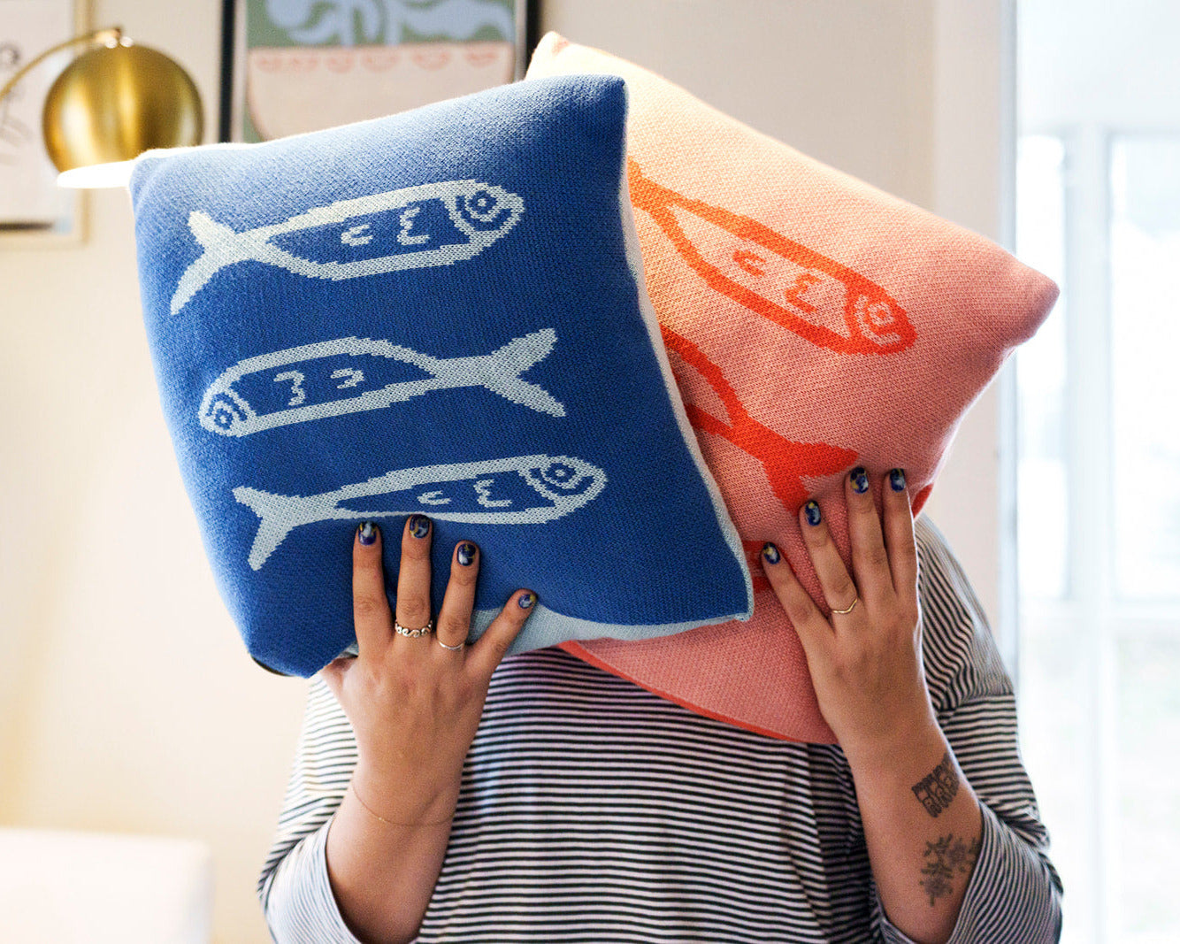 Warm Sardine Knit Pillow